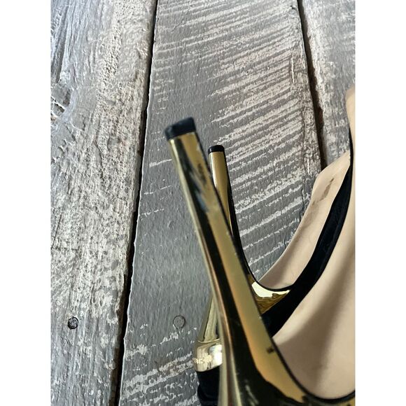 Michael Kors Black Suede Booties with Gold Accent Heels Size 7M - Picture 7 of 13